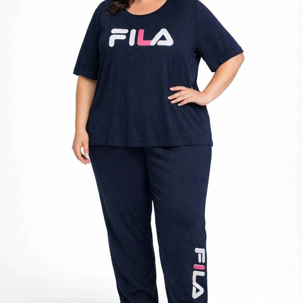 Fila Women Plus Pajama Set - Navy Blue